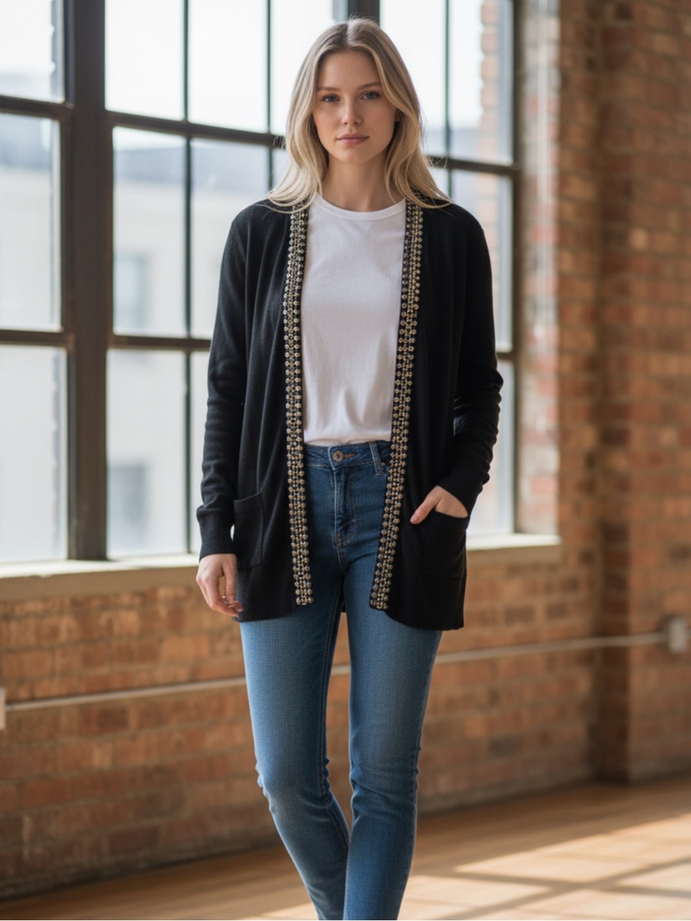 CHAUS studded cardigan